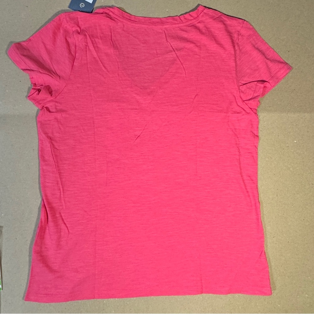 Women's Fitted V-Neck Short Sleeve T-Shirt - Universal Thread Dark Pink L 3039 - Picture 5 of 6